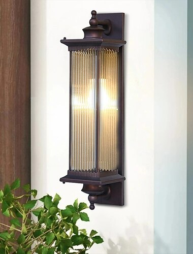  lampada da parete per esterni lampada da parete retrò impermeabile ip65 lampada da parete in alluminio antiruggine con paralume in vetro lampada da portico e cortile adatta per ingresso da giardino