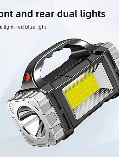  Linterna cob solar con luces led de trabajo, luces de camping, reflector recargable por usb, linterna recargable portátil, 1 ud.