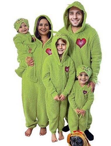  Babbo Natale Mostro Verde Peloso Pigiama natalizio di famiglia Pigiami e camicie da notte Pigiama di Natale Per uomo Per donna Da ragazzo Da ragazza Natale Mascherata vigilia di Natale Costume