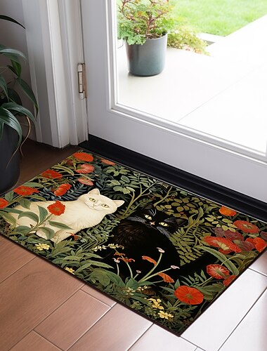  Katzen-Fußmatte mit Blumenmuster, waschbare Teppiche, Küchenmatte, rutschfester, ölbeständiger Teppich, Innen- und Außenmatte, Schlafzimmerdekoration, Badezimmermatte, Eingangsteppich, inspiriert von
