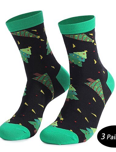  Herren 3 Paare Socken Stricken Herrensocken Weihnachtssocken Weiß Rosa Farbe Karikatur Weihnachten Casual Täglich Grundlegend Mittel Herbst Winter Thermik