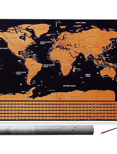  carte du monde à gratter, grand tracker de destination de voyage à gratter, affiche de carte du monde, cadeau de décoration de Noël