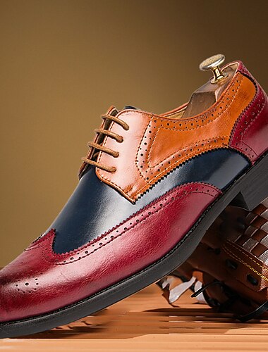  Pánské Oxfordské Derby Boty Bullock Shoes Chůze Na běžné nošení Vánoce Denní Kůže Pohodlné Kotníčkové Povaleč Rubínově červená Vodní modrá Hnědá Jaro Podzim