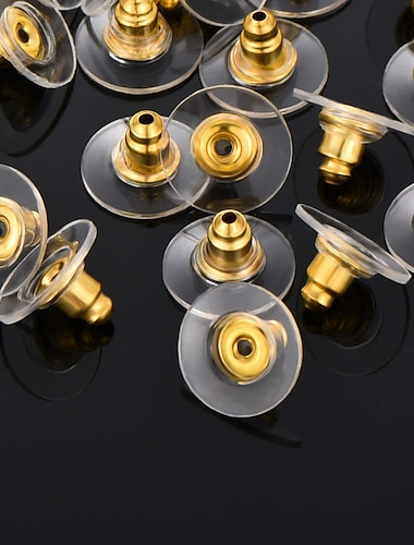  100 Stück Bullet-Clutch-Ohrringverschlüsse für Ohrstecker mit gepolsterten Gummi-Ohrringstopfen, durchbohrten Sicherheitsverschlüssen