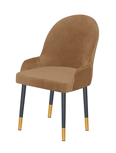  Capa de cadeira com encosto curvo sem braços, capa de cadeira de elastano elástica de veludo estofada lateral para sala de jantar, decoração de casa e sala de estar