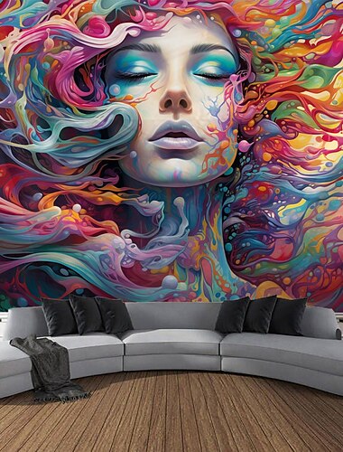  Grafitti mujer colgante tapiz arte de la pared gran tapiz mural decoración fotografía telón de fondo manta cortina hogar dormitorio sala de estar decoración
