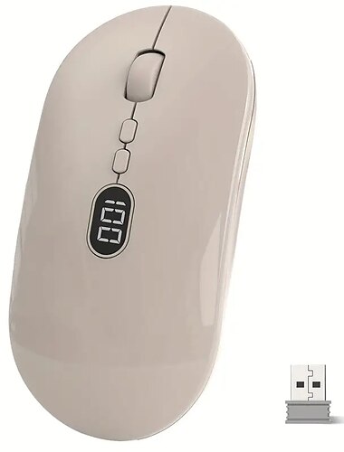  Kabellose, leichte Maus mit Akku, Bildschirmanzeige, 2,4 g, schlanke, tragbare kabellose Mäuse für Laptops, wiederaufladbare kabellose Computermaus mit leisem Klick, bis zu 1600 dpi für PC, Mac,