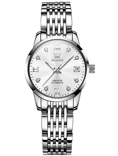  OLEVS Damen Mechanische Uhr Luxus Modisch Geschäftlich Armbanduhr Skelett Automatikaufzug leuchtend Kalender Legierung Beobachten