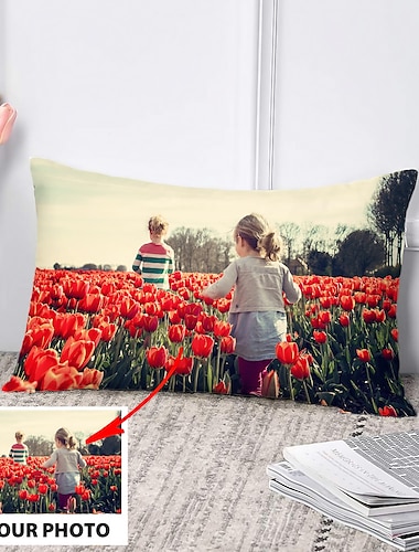  Customized Lumbar Pillow Cover Add your Image Personalized Photo Design Picture Fashion Casual Pillowcase Cushion Cover 1pc