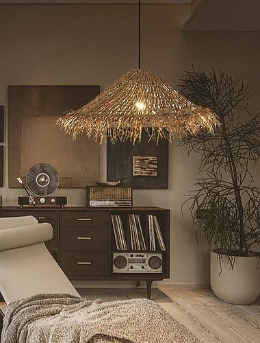  luminária pendente led luz pendente de rattan 30/40m lâmpada de suspensão retrô lâmpada suspensa de tecido abajur de vime luminária suspensa para mesa de jantar restaurante 110-240v