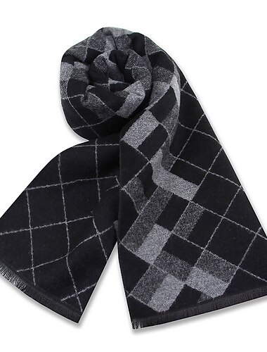  Hombre Casual Diario Fin de semana Negro Albaricoque Bufanda Plaid