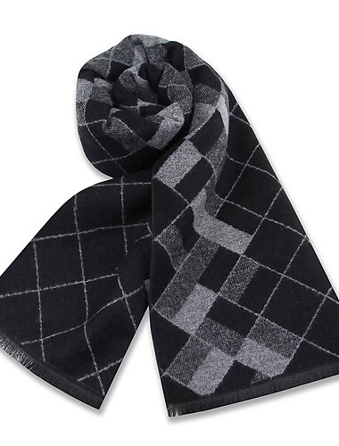  Homme Casual Quotidien Fin de semaine Noir Abricot Foulard Plaid