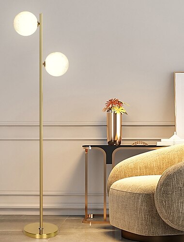  Kugel-Wohnzimmer-Stehlampe, Mid-Century Modern 2-Kugel-Stableuchte für Schlafzimmer, helle LED-Stehlampe für Büro, moderne Wohnzimmer-Dekoration 110–240 V