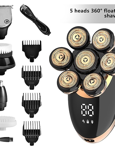  Mannen Hoofd Scheerapparaten Nat en Droog Afneembare Elektrische Scheerapparaat Neushaartrimmer Gezichtsborstel Verzorgingsset Oplaadbaar Scheermes Valentijnsdag Cadeau