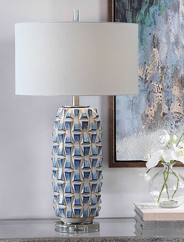  Tischlampe, Keramik-Nachttischlampen mit Lampenschirm aus Stoff und Glassockel, Retro-Schlichtheit, Nachttischlampen für Zuhause, Büro, Café, Restaurant, Nachtlicht, Nachttischlampe, Tischlampe,