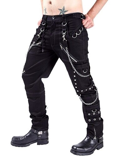  Punk & Gothique Médiéval Pantalon Rivet Uni Homme Halloween Carnaval Mascarade Carnaval Mascarade Adulte Pantalon
