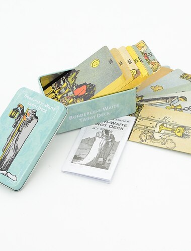  Waite Iron Box Tarotkartenset Kartenbrettspiel alles Englisch Goldprägung Orakelkarte Papier Anleitung Mädchen Emotionen