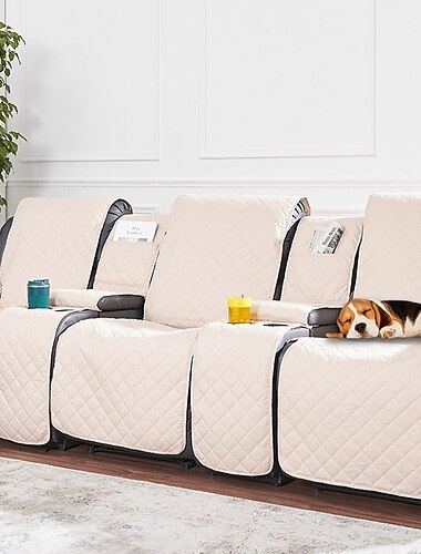  כיסויי כורסת 3 מושבים loveseat עם קונסולה, כיסוי ספה בצבע בורדו שטיח מגבת ספה לכורסא 2 או 3 מושבים, כיסוי כורסה מונע החלקה לחיות מחמד עם רצועות אלסטיות