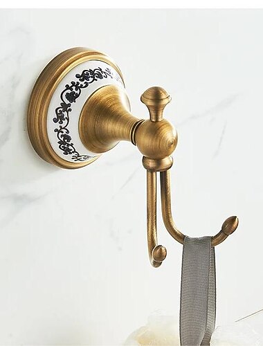  antieke bronzen badkamermeubelset, verstelbare handdoekhouder van messing, toiletrolhouder, handdoekhouder, haak, badkameraccessoireset voor wandmontage