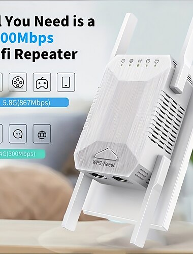  Удлинитель Wi-Fi, 1200 Мбит/с, 2,4 г/5 г, двухдиапазонный беспроводной Интернет, повторитель/маршрутизатор/усилитель сигнала точки доступа для дома, расширитель большего покрытия и усилитель сигнала