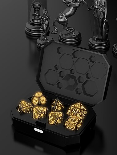  Juego de siete piezas de dragón y mazmorra con dados dnd luminosos led, luz cálida para respirar