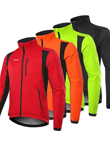  Voor heren Wielrenjack Windjack Fleece jas Winter Warm Vochtregelerend Ademend Achterzak Fietsen Jack Trainingspak Bergracen Wegwielrennen Stadsfietsen Zwart Bordeaux Oranje Wielrenkleding