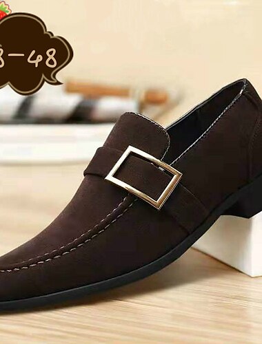  mocassins en similicuir marron pour homme avec boucle en métal – chaussures à enfiler classiques pour un confort quotidien