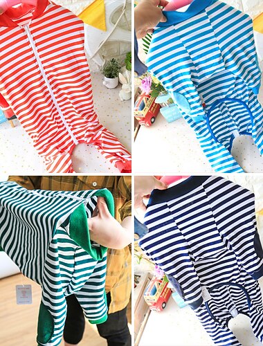  Cachorros Gatos Macacão Pijamas Listrado Moda Estilo bonito Inverno Macio Ao ar livre Casual / Diário  Roupas de cachorro para cachorro
