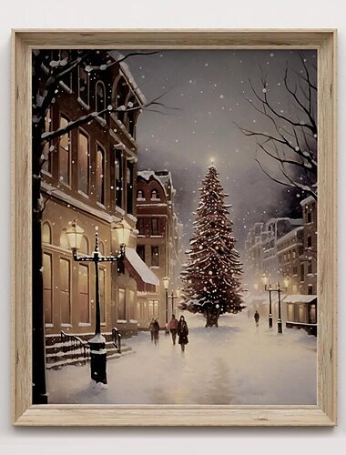  merveilleux art mural peint à la main paysage d'hiver peinture à l'huile sur toile beauté faite à la main hiver paysage de neige vue de rue peinture à l'huile