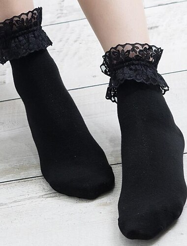  1 par ankelstrømper til kvinder lavt udskårne sokker bryllupsfest daglig blonder retro polyester klassisk lolita vintage retro vaskbare sokker