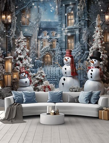  クリスマスの飾り 吊り下げタペストリー クリスマスツリー 雪だるま 壁アート クリスマス 大きなタペストリー 壁画 装飾 写真 背景 ブランケット カーテン 自宅 寝室 リビングルーム 装飾