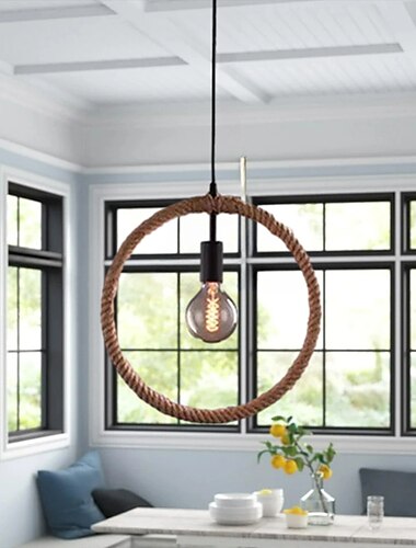  led pendellampe lysekroner,hampetau lysarmatur vintage land industrilysekrone e27 base lampe for bar kafé restaurant servering,taklys hengende lampe lysekrone 110-240v