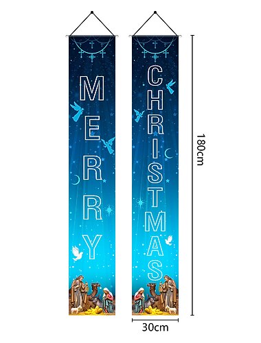 god julebanner, julebannere for utvendig, rødt juleskilt enormt julehagebanner til julefest, utendørs innendørs dekorasjon 300*50cm