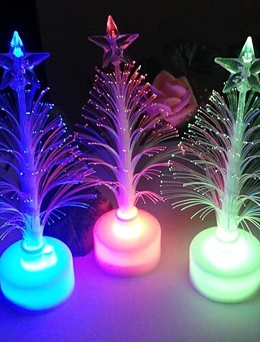  1 unidad de luz LED nocturna que cambia de color del árbol de Navidad, lámpara de árbol de fibra para Navidad, mesa interior, hogar, vacaciones, fiesta, decoración de boda