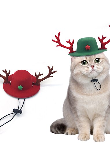  Χριστουγεννιάτικο Δώρο για Σκύλους Νέα Χριστουγεννιάτικη Καπέλο με Κέρατα ελαφιού cosplay αξεσουάρ κατοικίδιων ζώων Φόρεμα Γάτας Σκύλου Χαριτωμένο Καπέλο Ελαφιού
