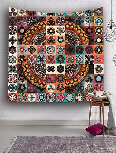  Mandala, Bohemian-Mosaik, Wandteppich, Kunst-Dekor, Decke, Vorhang, zum Aufhängen, für Zuhause, Schlafzimmer, Wohnzimmer, Wohnheim, Dekoration, Boho, Hippie, psychedelische Blumenblume, Lotus, indisch