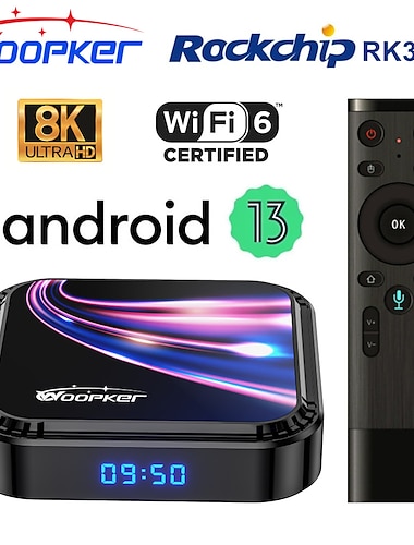  Woopker 2023 Android 13 TV Box K52 Rockchip RK3528 Smart TVBox Support 8K Wifi6 BT5.0 YouTube Google Voice Assistant Set Top Box