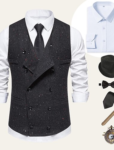  Retro Vintage Goldene Zwanziger 1920er Outfits Hemd Weste Gentleman Gangster Einfarbig Normal Herren Halloween Karneval Neujahr Party / Abend Abschlussball Junggesellinnenabschiedsparty Erwachsene