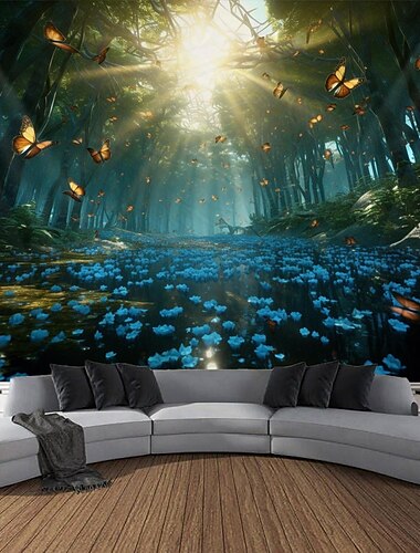  Valentinstag Wald Schmetterling hängen Wandteppich Wandkunst große Wandteppich Wandbild Dekor Fotografie Hintergrund Decke Vorhang Haus Schlafzimmer Wohnzimmer Dekoration
