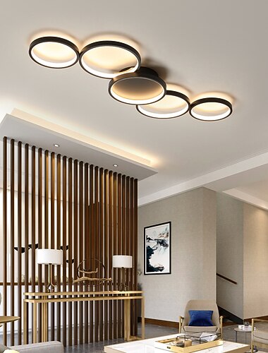  led kattovalaisin ympyrä design 100cm moderni metallinen riippuva kattokruunu valo 5 päätä led ripustusvalo luova musta kattovalaisin olohuoneeseen ravintola baari 110-240v