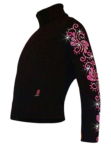  Fleecejacke fürs Eiskunstlaufen Damen Mädchen Eislaufen Jacke Shirt Schwarz Rosa Blau elastisch Ausbildung Wettbewerb Eiskunstlaufkleidung warm Kristalle Langarm Eislaufen Eiskundstlauf