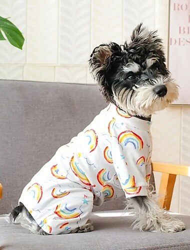  1-teiliger Hundepyjama mit Regenbogenmuster für Katzen und Hunde – kuschelige Haustierkleidung für einen erholsamen Schlaf
