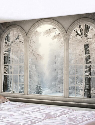  نافذة الثلج معلقة نسيج جدار الفن نسيج كبير جدارية ديكور صورة خلفية ستارة بطانية غرفة نوم المنزل غرفة المعيشة الديكور