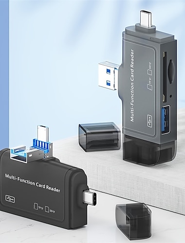  قارئ بطاقات SD 7 في 1، USB 3.0، محول بفتحة مزدوجة للهواتف الذكية التي تعمل بنظام التشغيل Mac وWindows وLinux وChrome PC & الكاميرات