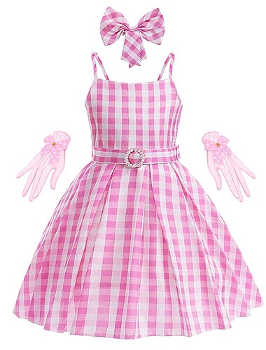  Puppe Kleid Cosplay Kostüm Handschuhe Retro Vintage Knallpink Film Cosplay for Mädchen Kinder Kindertag Maskerade