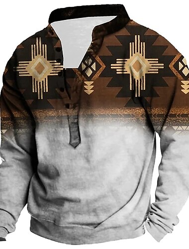  Herren Unisex Böhmischer Stil Grafik-Drucke Sweatshirt Pullover Zur Seite fahren Langarm Sweatshirt Stehkragen Strassenmode Designer Brautkleider schlicht 3D-Druck Casual Täglich Sport Bedruckt