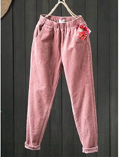  Pantalon slim femme velours côtelé polaire pantalon pleine longueur streetwear simple quotidien noir rose m l automne hiver