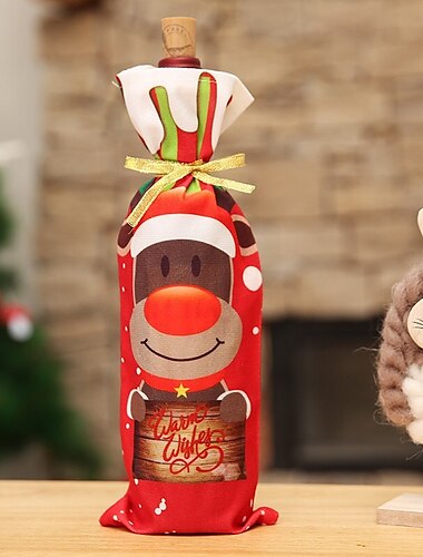  Weihnachten Weinflaschendeckel Bohrer Frohe Weihnachten Kordelzugbeutel Neujahr Tischdekoration