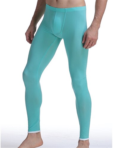  Herren Lange Unterhosen Thermounterwäsche Thermohose 1 pcs Glatt Modisch Brautkleider schlicht Komfort Heim Täglich Bett Nylon Warm Lange Unterhosen Elastische Taille Herbst Winter Schwarz Weiß