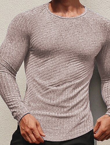  Per uomo Maglietta Camicia a Maniche Lunghe Manica Lunga Girocollo Primavera & Autunno Semplice Moda Designer Essenziale Vacanza Streetwear Uscire Blu Verde militare Caffè Maglietta Top per Uomo